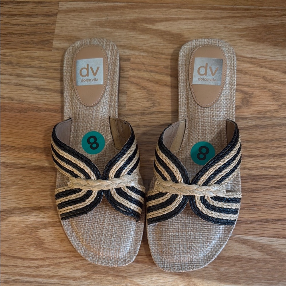 Dolce Vita Black and Tan Woven Sandals